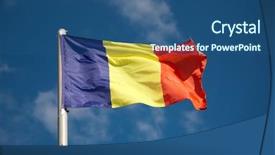 Presentation with romania - Cool new PPT theme with romanian flag against blue sky backdrop and a ocean colored foreground