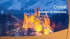  Presentation with romania - PPT theme enhanced with romanian history - bran or dracula castle background and a teal colored foreground