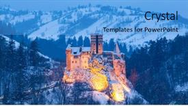  Presentation with romania history hunyad castle - Beautiful slide deck featuring romanian history - bran or dracula castle backdrop and a light blue colored foreground