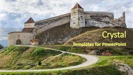  Presentation with brasov - Cool new slide set with romanian history - medieval fortress in rasnov transylvania backdrop and a tawny brown colored foreground
