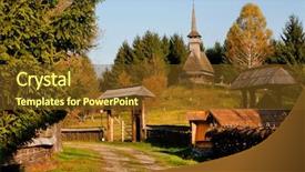  Presentation with architecture - PPT theme with romanian traditional architecture background and a tawny brown colored foreground
