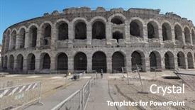  Presentation with roman roads - Slide set enhanced with romans - arena di verona roman amphitheatre background and a  colored foreground