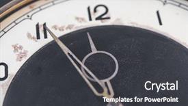  Presentation with poster on white wall above - Slides with romans 5 - ancient wall clock background and a dark gray colored foreground