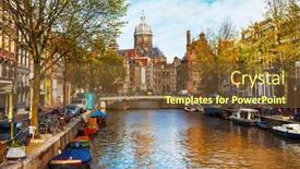  Presentation with canals - Audience pleasing PPT layouts consisting of romanti-canals-of-beautiful-amsterdam backdrop and a tawny brown colored foreground