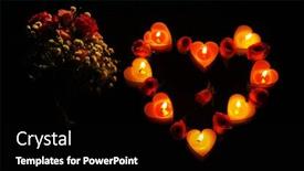  Presentation with atmosphere - Slide set featuring romantic atmosphere with candle lights and flowers on dark background background and a black colored foreground