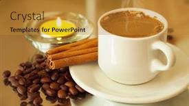  Presentation with coffee cup - Slide set featuring romantic-background-with-a-candle background and a  colored foreground