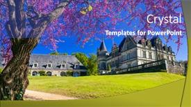  Presentation with romantic - Presentation theme enhanced with romantic-beautiful-castles-of-loire background and a cobalt blue colored foreground