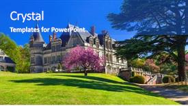  Presentation with romantic - PPT layouts consisting of romantic beautiful castles of loire background and a cobalt blue colored foreground
