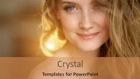  Presentation with glowing skin - Cool new slide set with romantic blonde young beautiful cute woman beauty girl with long shiny hair glowing skin and voluminous haircut sun in the hair shining backlight backdrop and a gold colored foreground