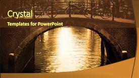  Presentation with amsterdam - Presentation featuring romantic bridge over canal old background and a tawny brown colored foreground