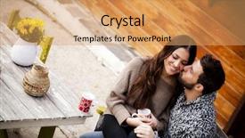  Presentation with romantic - Presentation theme enhanced with romantic cabin outdoors in winter background and a yellow colored foreground