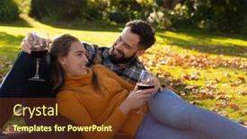  Presentation with romantic - Slides with romantic-caucasian-couple-lying background and a tawny brown colored foreground