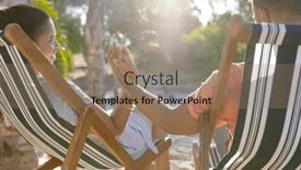  Presentation with romantic beach - PPT theme enhanced with romantic-caucasian-young-couple-holding background and a coral colored foreground