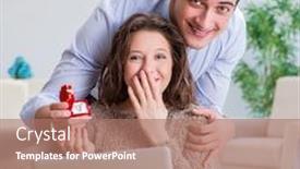  Presentation with marriage - Cool new slide deck with romantic concept with man making marriage proposal backdrop and a coral colored foreground