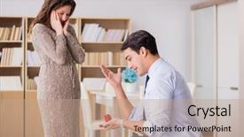  Presentation with marriage - Audience pleasing PPT theme consisting of romantic concept with man making marriage proposal backdrop and a coral colored foreground