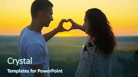  Presentation with romantic love - Audience pleasing PPT theme consisting of beams figures - romantic couple at sunset show backdrop and a ocean colored foreground