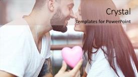  Presentation with dating - Audience pleasing PPT layouts consisting of romantic couple dating in cafe backdrop and a coral colored foreground