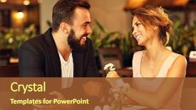  Presentation with dating - Beautiful PPT theme featuring romantic couple dating in restaurant backdrop and a tawny brown colored foreground