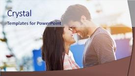  Presentation with romantic birthday couple celebrate - Theme having touris - hat woman and tablet beside background and a gray colored foreground.