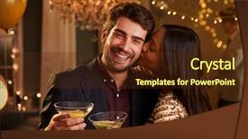  Presentation with cocktail party - Cool new theme with romantic couple enjoying cocktail party together backdrop and a tawny brown colored foreground
