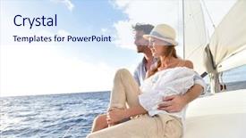  Presentation with romantic birthday couple celebrate - Audience pleasing presentation theme consisting of romantic couple enjoying sail cruise backdrop and a sky blue colored foreground