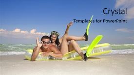  Presentation with mattress - Slide deck featuring couple enjoying on an inflatable background and a teal colored foreground