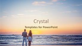  Presentation with romantic beach - PPT theme with romantic-couple-holding-hands background and a lemonade colored foreground