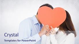  Presentation with human heart - Presentation theme enhanced with romantic couple holding heart shape background and a  colored foreground