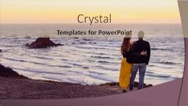  Presentation with romantic beach - Slide deck with romantic-couple-in-love-embracing background and a lemonade colored foreground