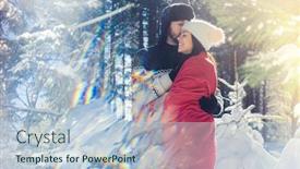  Presentation with woods - Slides having romantic-couple-keeping-each background and a lemonade colored foreground