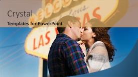  Presentation with las vegas sign - Colorful presentation theme enhanced with romantic couple kissing in front of the welcome to las vegas sign backdrop and a yellow colored foreground