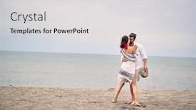  Presentation with romantic beach - Audience pleasing presentation design consisting of romantic-couple-kissing backdrop and a light gray colored foreground