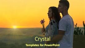  Presentation with romantic love - Presentation theme enhanced with romantic couple look on sun evening on outdoor beautiful landscape and bright yellow sky love tenderness concept young adult people background and a tawny brown colored foreground