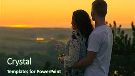  Presentation with bright yellow - Colorful presentation design enhanced with romantic couple look on sunset on country outdoor beautiful landscape and bright yellow sky love tenderness concept young adult people backdrop and a tawny brown colored foreground
