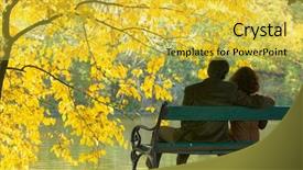  Presentation with romantic birthday couple celebrate - Cool new presentation theme with romantic couple on a bench backdrop and a yellow colored foreground