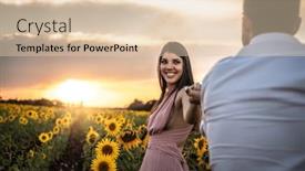  Presentation with romantic love - Audience pleasing PPT theme consisting of love moment in a sunflower backdrop and a lemonade colored foreground