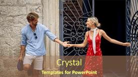  Presentation with old couple - Presentation theme featuring romantic-couple-on-a-walk background and a coral colored foreground