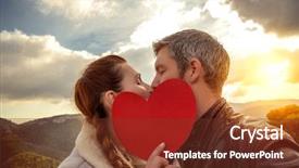  Presentation with romantic - Slide deck featuring romantic-couple-on-mountains-travel background and a tawny brown colored foreground