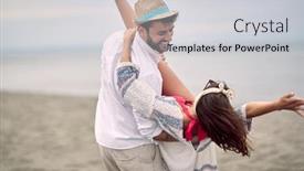  Presentation with romantic beach - Presentation theme consisting of romantic-couple-on-the-beach background and a light gray colored foreground
