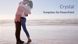  Presentation with walking together - PPT layouts having romantic couple on walking along background and a sky blue colored foreground