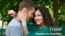  Presentation with lovers - Cool new presentation theme with romantic couple portrait posing in city park summer season lovers boy and girl backdrop and a ocean colored foreground