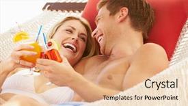  Presentation with romantic birthday couple celebrate - Presentation design consisting of romantic couple relaxing in beach background and a lemonade colored foreground