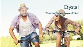  Presentation with transportation - Theme with romantic couple riding bike background and a sky blue colored foreground