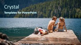  Presentation with romantic - Presentation theme consisting of romantic-couple-sitting background and a ocean colored foreground