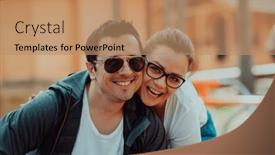  Presentation with weekend - Presentation design having romantic-couple-spending-time background and a coral colored foreground