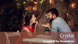  Presentation with romantic - Cool new slide deck with romantic-date-happy-man backdrop and a tawny brown colored foreground