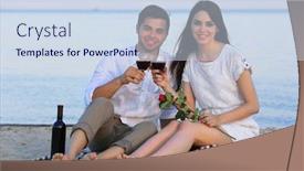  Presentation with romantic beach - Presentation design with romantic-date-of-young-couple background and a sky blue colored foreground
