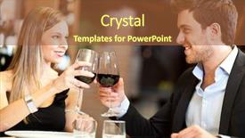  Presentation with uruguay wine - Beautiful presentation design featuring romantic dinner - couple toasting wine glasses backdrop and a red colored foreground