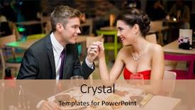  Presentation with manners at restaurant - Amazing PPT layouts having romantic dinner - young happy couple backdrop and a coral colored foreground