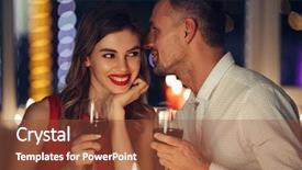  Presentation with valentines day - Slides with romantic dinner and drinking wine background and a tawny brown colored foreground